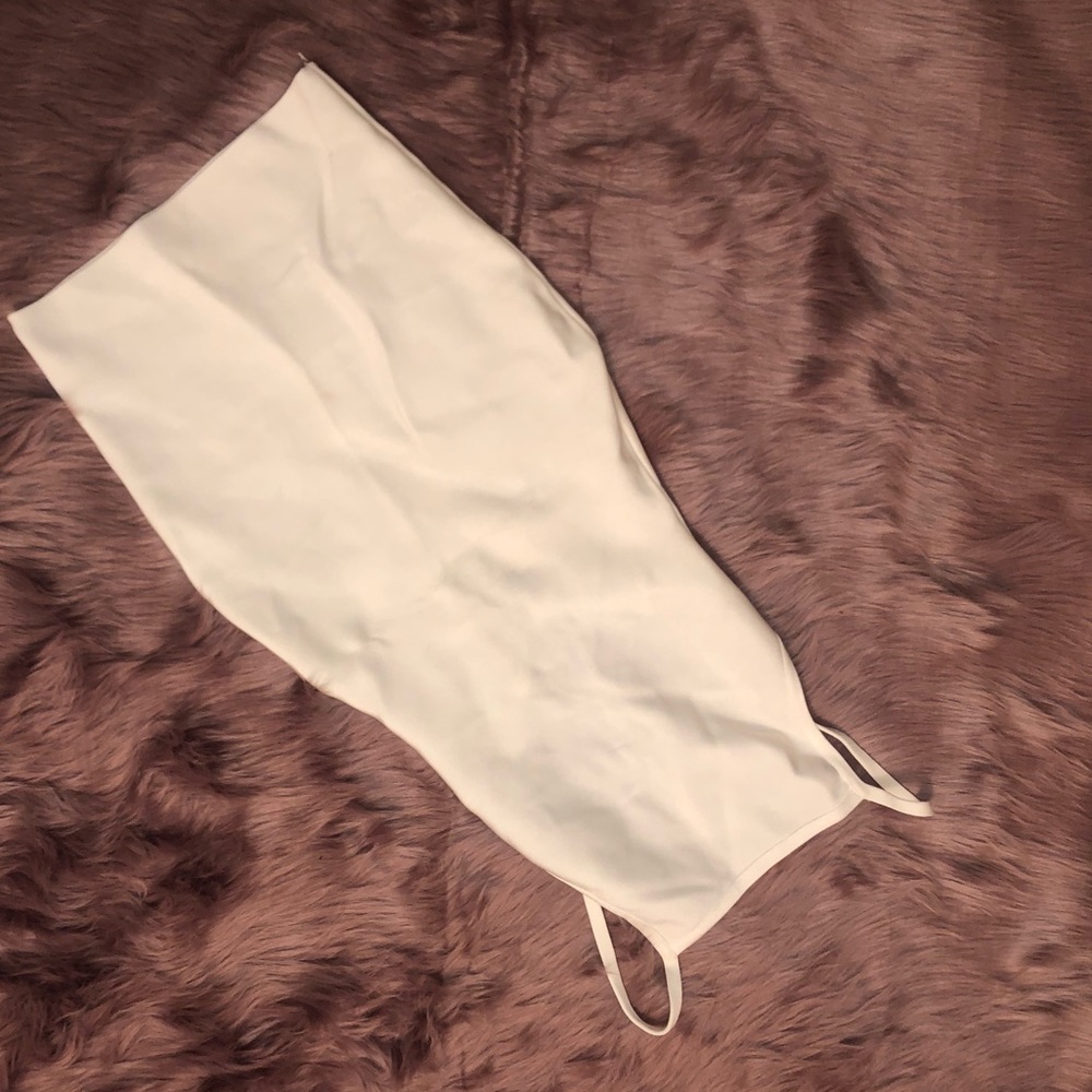 White bandage scoop back dress